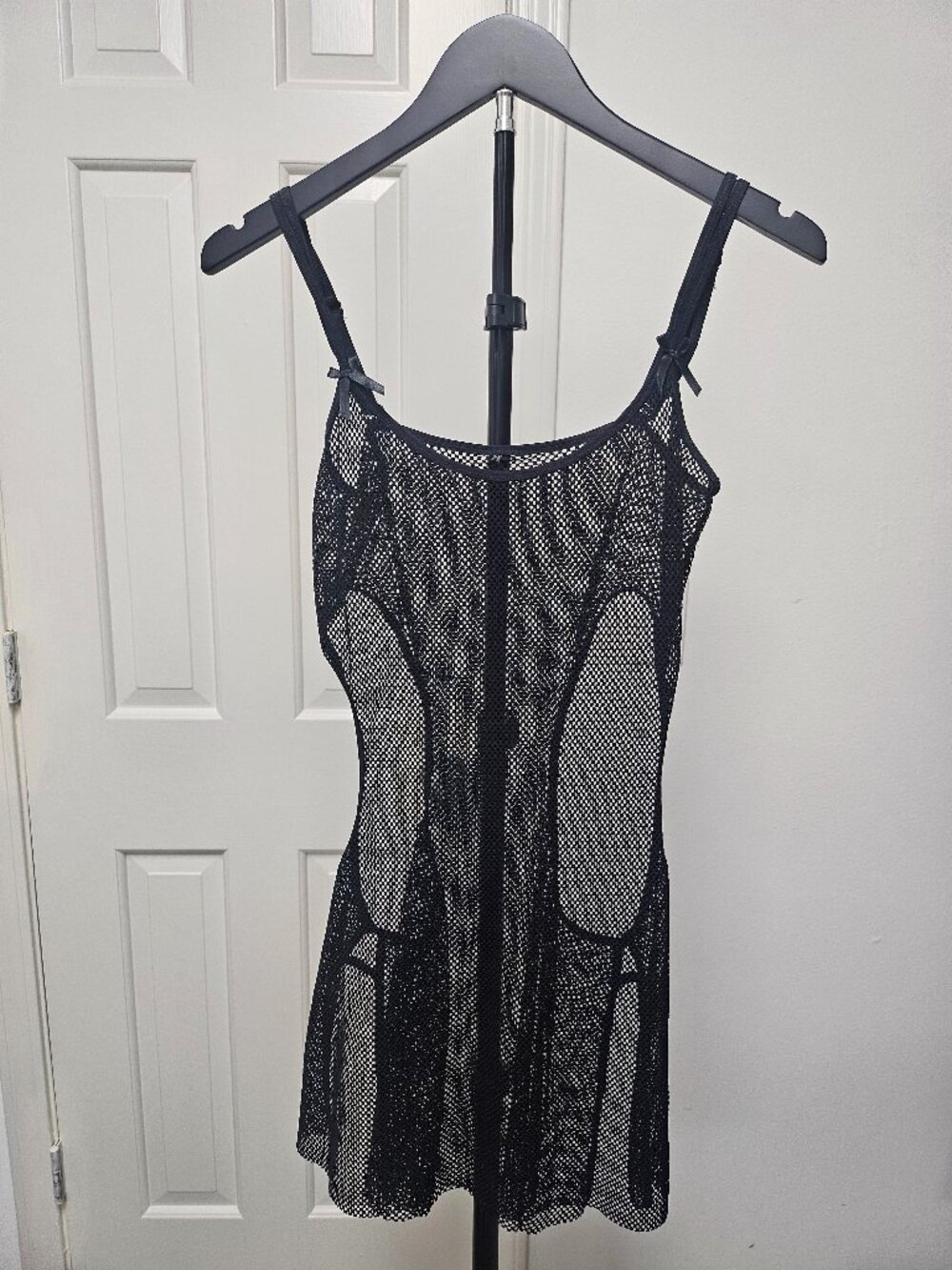 Black fishnet sheer dress with cut out sides - Size Medium